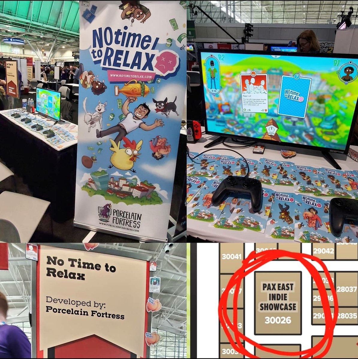 Come on down and play #notimetorelax on the switch @ booth #30026 !! Just released! We have pork butt magnets! #PAXEast2020 #PAXEast #indiegame #indiedev