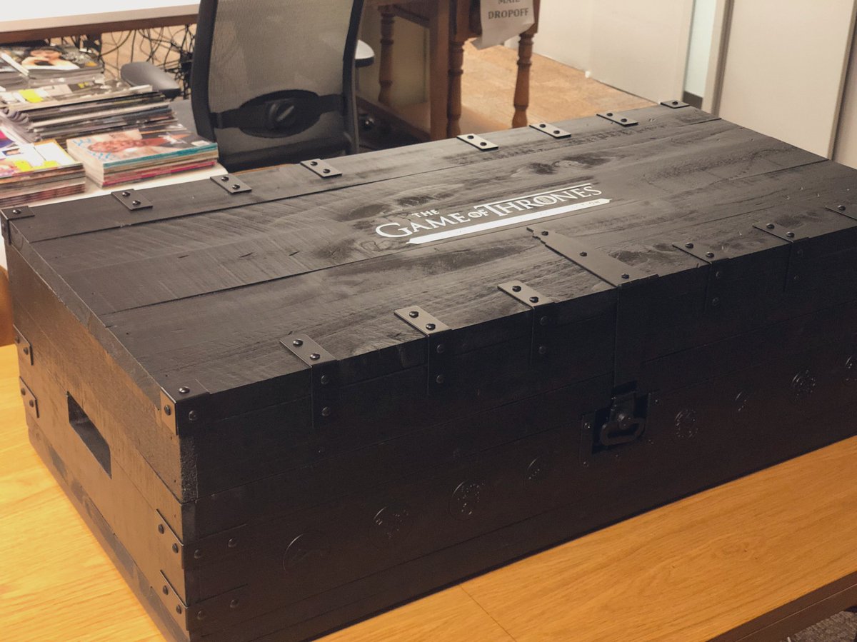 sllambe's tweet photo. Today, a chest arrived from Game of Thrones. Thought it was going to have Jon Snow’s body inside. Instead it was a bunch of #GOTSingleMalts! 🥃 https://t.co/CQftFIQbVy