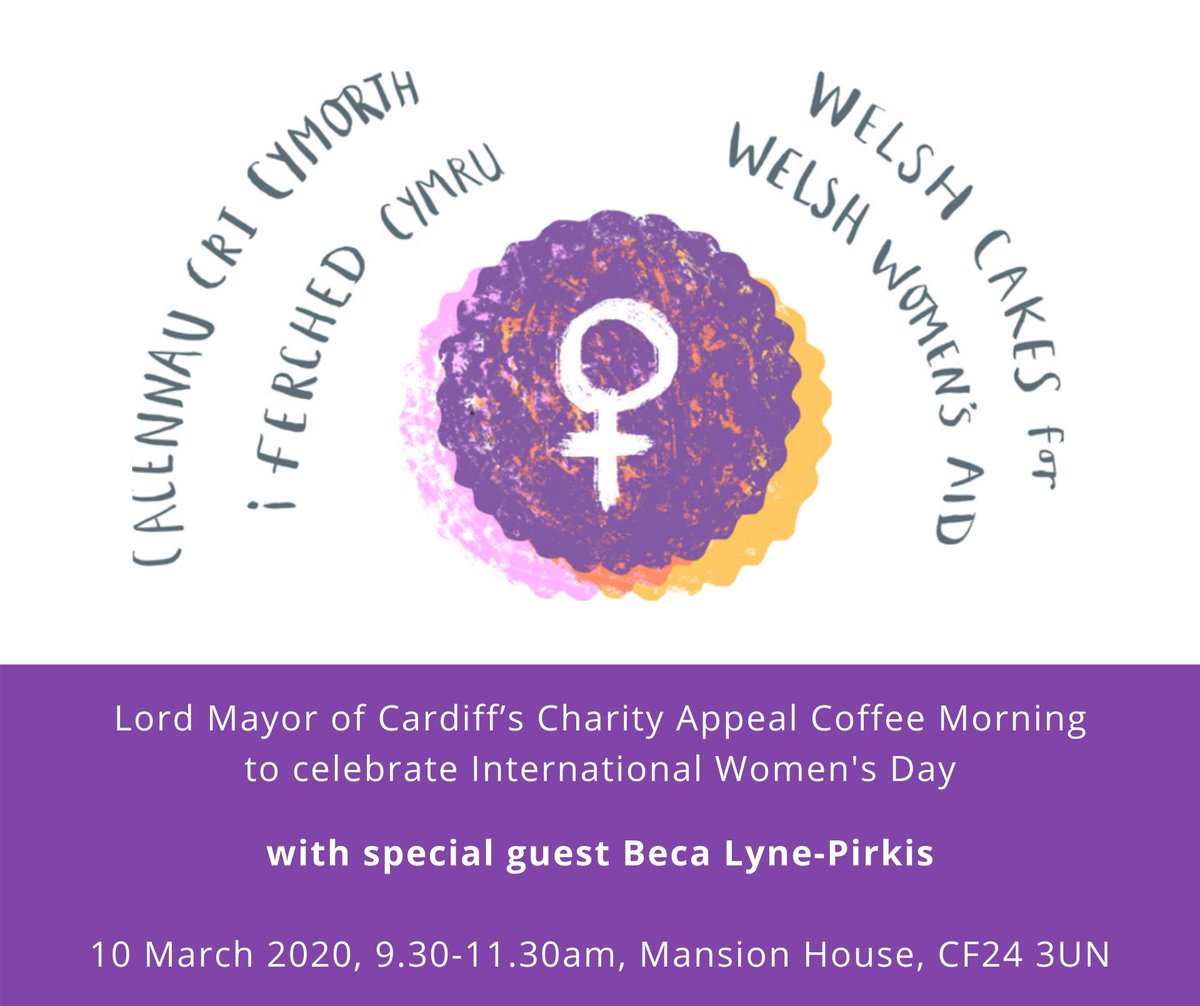 Celebrate #IWD2020 <a href="/MansionHouseCdf/">Mansion House Cardiff / Y Plasty Caerdydd</a> with the Lord Mayor of Cardiff <a href="/DeAthCardiff/">Dan De'Ath</a>, foodie extraordinaire <a href="/BecaLynePirkis/">Beca Lyne-Pirkis RD</a> &amp; <a href="/WelshWomensAid/">WelshWomensAid</a>. Come along &amp; enjoy coffee and cake. Tickets at welshwomensaid.org.uk/coffeemorning #feministbaking #cardifflordmayorcharityappeal #welshcakes