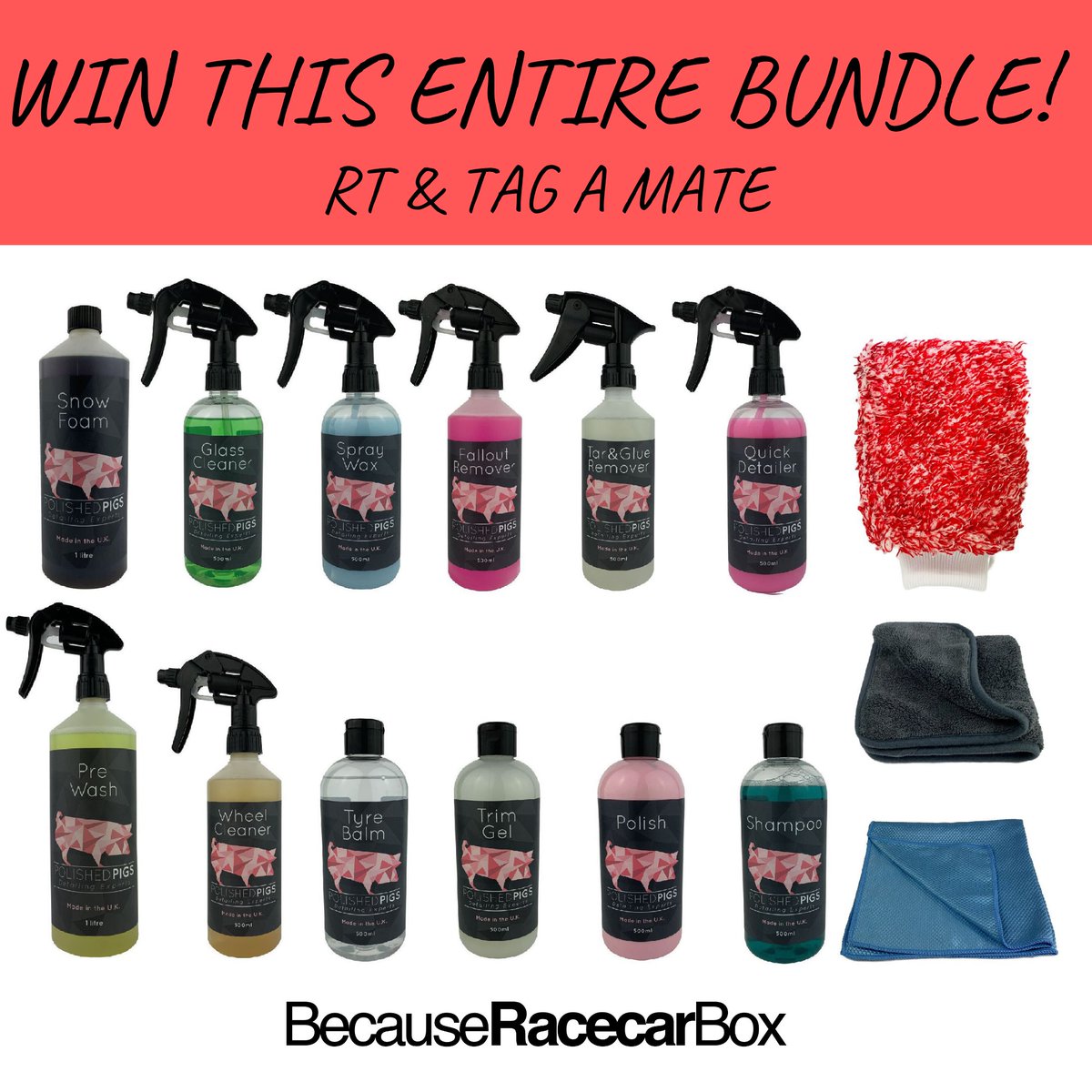 RacecarBox's tweet photo. WIN THIS FULL SET BUNDLE WORTH OVER £100 FROM Polished Pigs 🙌🏼 We are back with another huge giveaway and it is so easy to enter! 

✅ RT This Post
✅ Tag A Mate 

Remember for extra entries head to our Facebook and Instagram page and don't forget to follow Polished Pigs 🐖 https://t.co/W1A9f9cStQ