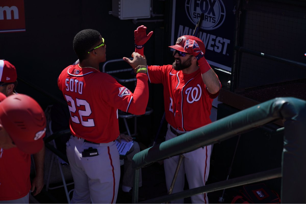 Nationals's tweet photo. Today’s lineup is 100% filled with World Series champions.

Eaton RF
Cabrera 3B
Soto LF
Kendrick 2B
Zimmerman 1B
Suzuki C
Gomes DH
Taylor CF
Difo SS

Scherzer P

#Scherzday // #NATITUDE https://t.co/eg5fchBJZM