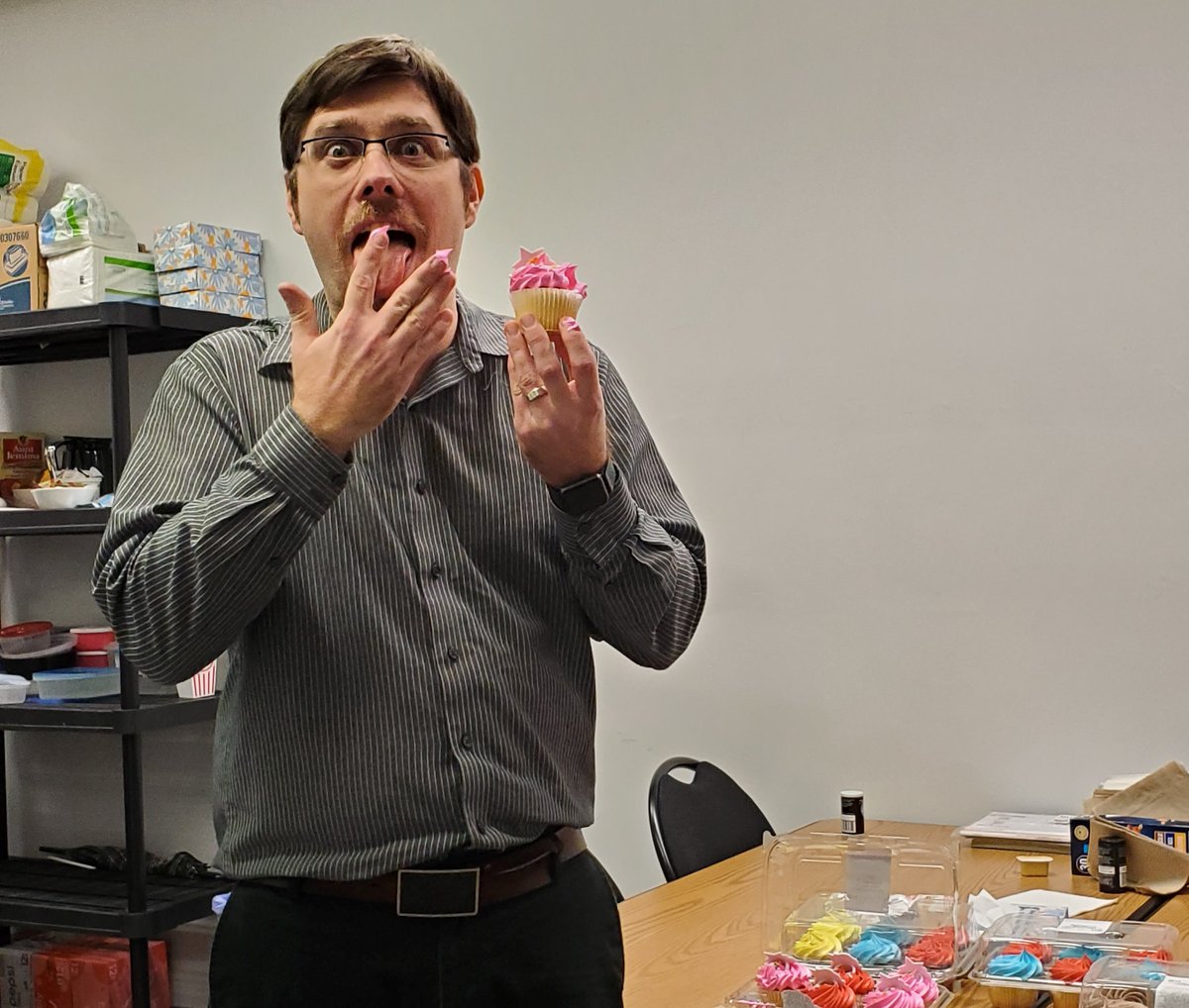 CoreSolution's tweet image. Throwback to our #Marketing Manager’s birthday last month – his inner child still comes out when cupcakes are on the table! #ThrowbackThursday
