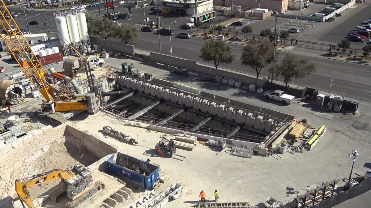 Preparations are underway to lower <a href="/elonmusk/">Elon Musk</a>'s boring machine back into the launch pit.  Watch live as workers get ready to start excavating the second tunnel of the LV Convention Center's underground transportation system. 👷‍♂️⚒ bit.ly/32xbe4U
