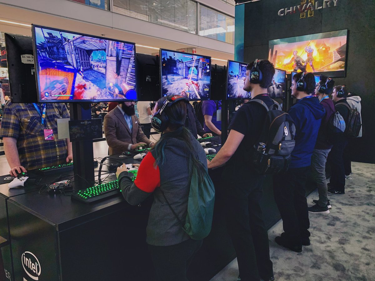 ChivalryGame's tweet photo. The #Chivalry2 setup at #PAXEast has an 18v18 team setup. Time to get your crew together to see if you can successfully attack or defend Lionspire! (Booth #18011) https://t.co/57IPd3OYnW