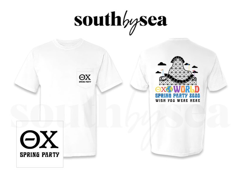 Ever been to ΘX World? Here’s the link to the shirts if you want to snag a few. Contact Theta Chi if you’re interested in attending on march 21st🎢                                          southbysea.com/preorder/order…