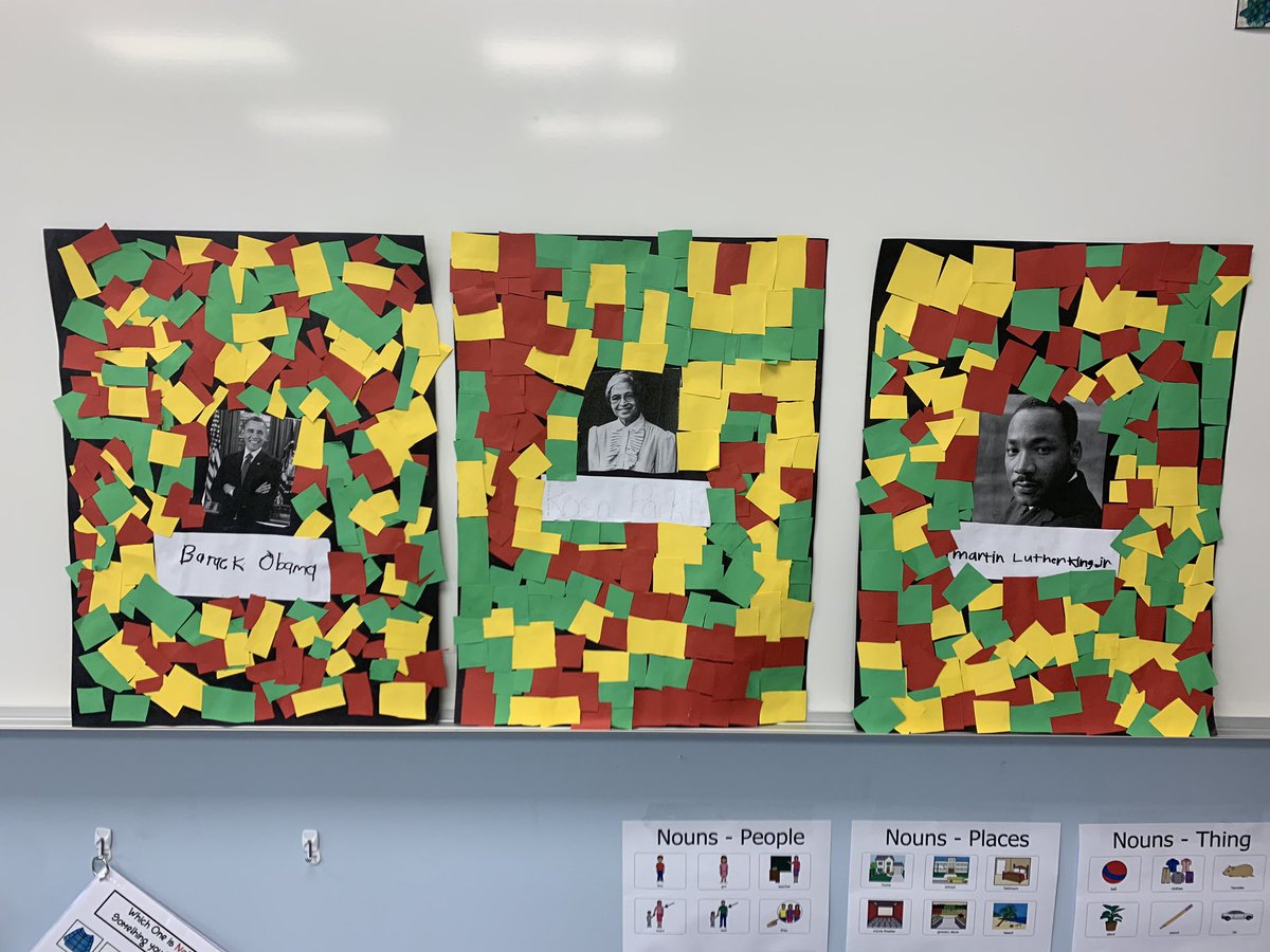 Wrapping up Black History Month with an awesome project celebrating Dr. Martin Luther King Jr., Rosa Parks, and Barack Obama! #MahwahConnects
