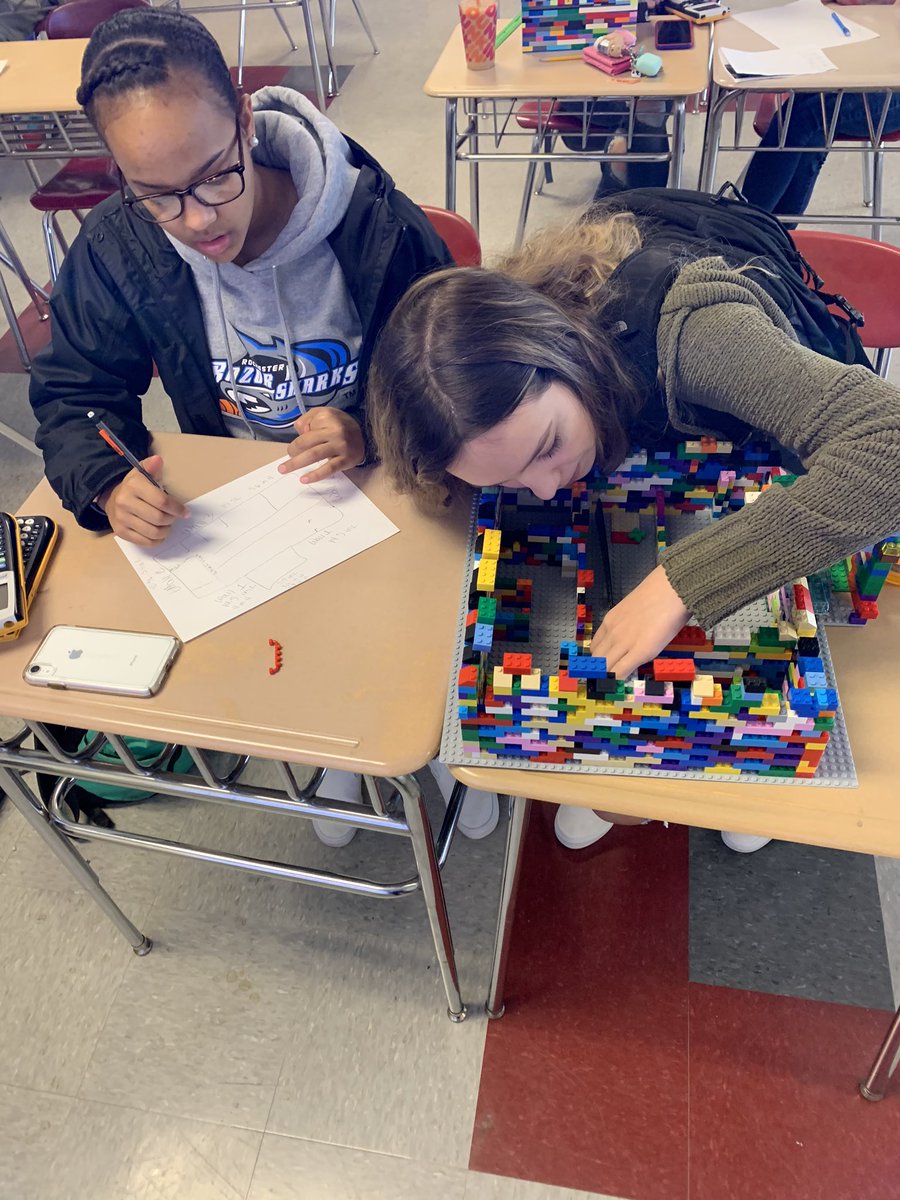 MathwithMissA's tweet image. Geometry fun in Miss Allison and Mr Baum’s class!  Who will have the most surface area of their LEGO creation? #ncsdlearns #mathclass #geometry