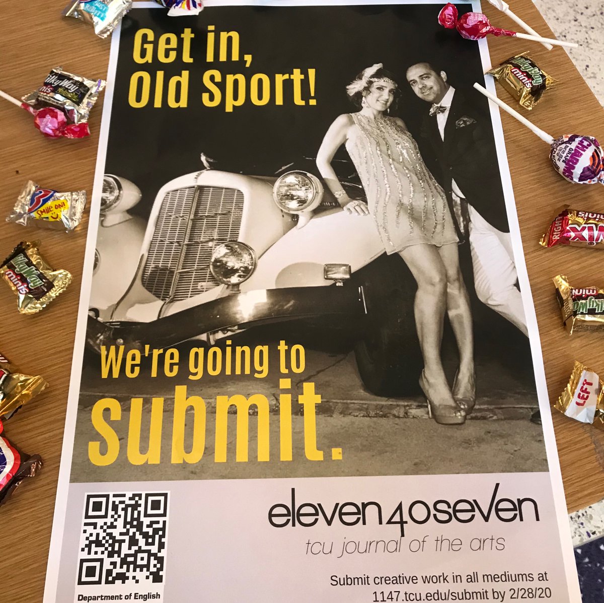 eleven40seven's tweet photo. Deadline to submit is tomorrow at 11:59pm! You can find our posters around campus and scan the QR code to submit or use this link: https://t.co/5kWVidR8pF
Weโll be at the library today and the BLUU tomorrow so stop by! #wehavecandy https://t.co/NKpG5Q3QCj
