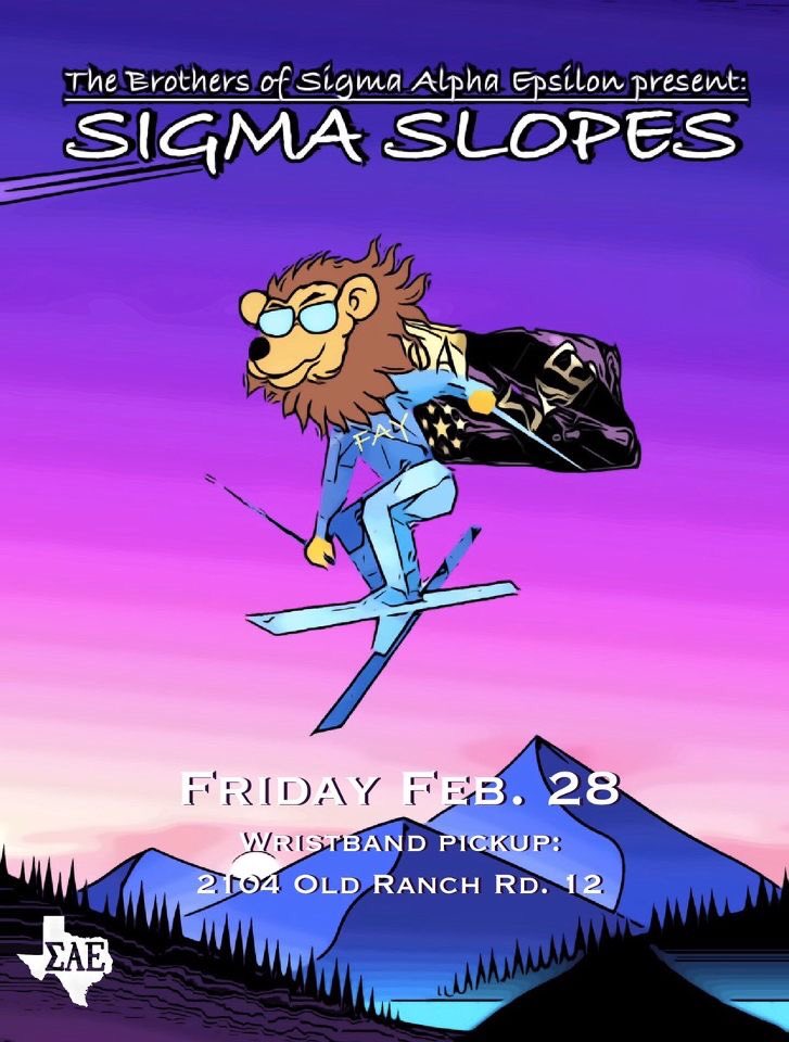 txstsae's tweet image. REMINDER: Wristband pick up for our Sigma Slopes event will be tomorrow at the house from 12-5!