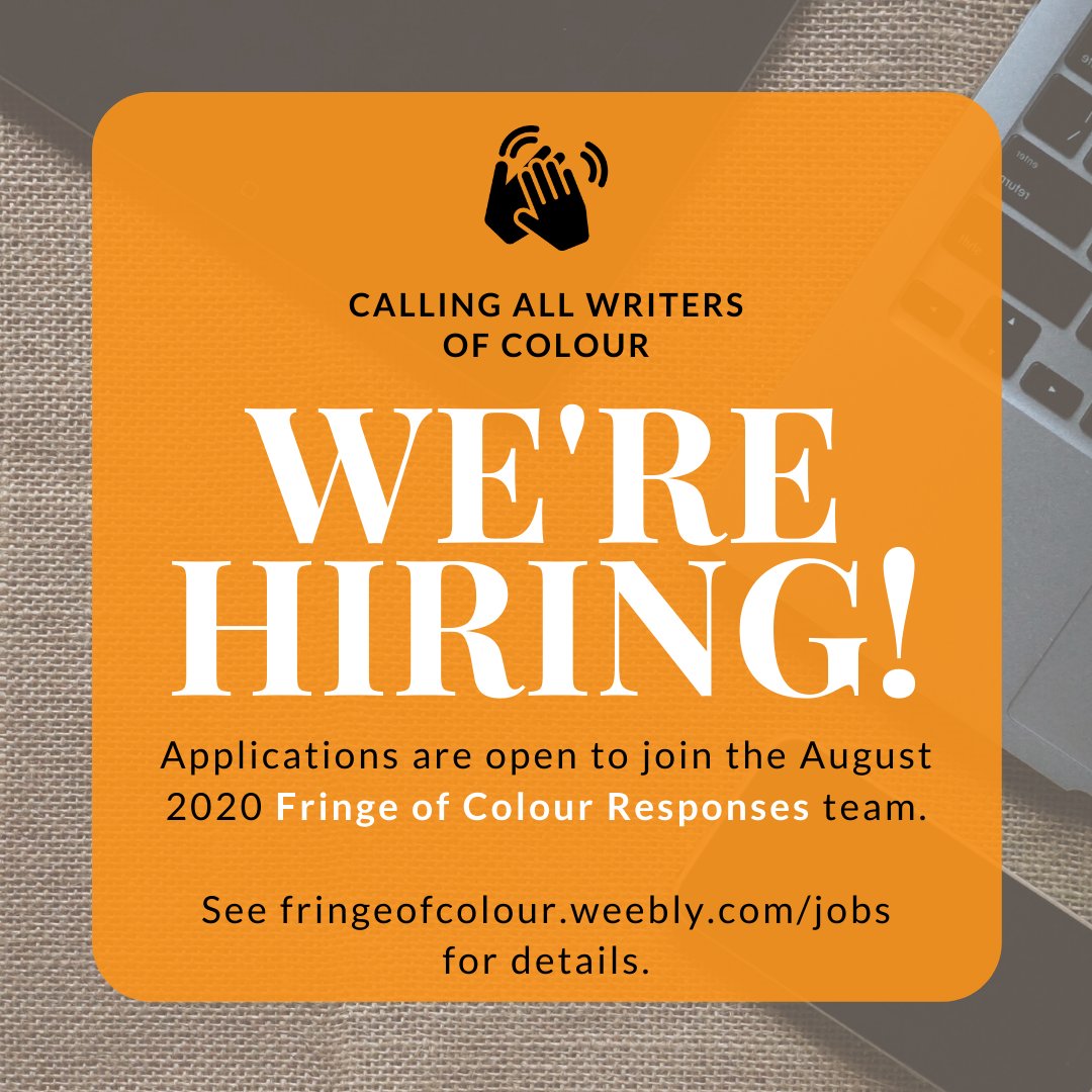 📢📢📢 WE'RE HIRING! We are recruiting a team of paid writers of colour to create responses to shows by performers of colour during the August Edinburgh festival period. Find out more here, applications open till 6th April: fringeofcolour.weebly.com/jobs Please help spread the word✍🏾