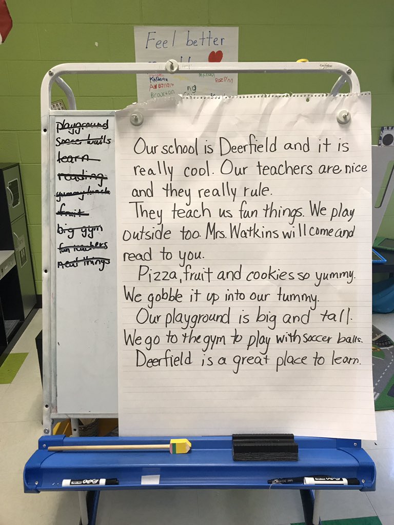 I had a great time reading poetry about schools and writing some poetry with these Deerfield kindergarten kids today. They brainstormed ideas, came up with rhyming words, and showed their Buck pride. #readacrossAmerica @desbucks