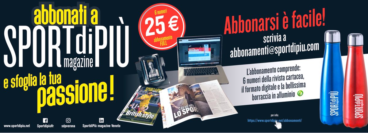 6 numeri + 1 borraccia “green” + tantissime storie di sport: cosa aspetti ad abbonarti a #Sportdipiùmagazine ?sportdipiu.net/abbonamenti/