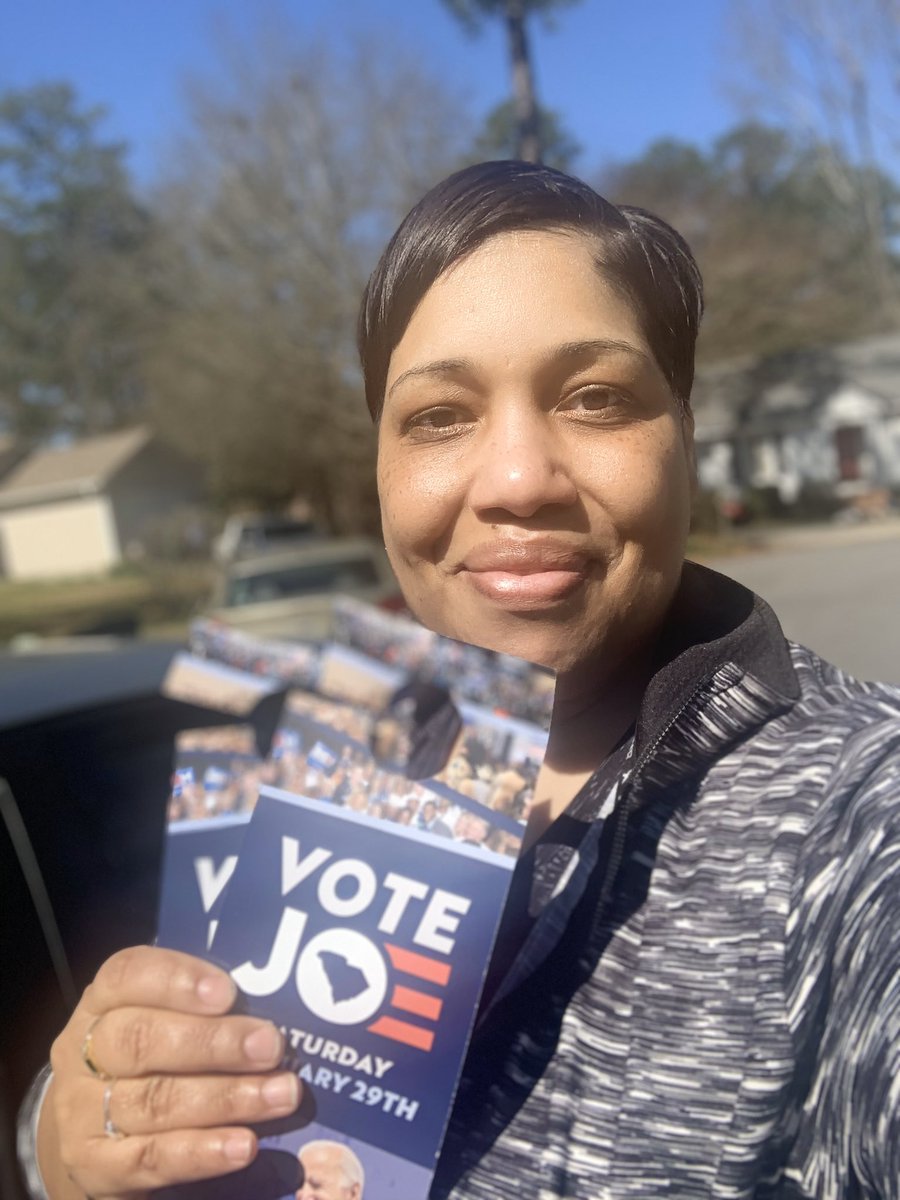 plaintiffany1's tweet photo. Out knocking doors and talking to the voters of Columbia, South Carolina! The response is phenomenal! @JoeBiden’s support is strong and his #bounceback real! #TeamJoe #Biden #GOTVSC 🥁🥁 https://t.co/Al8I9xF8Mq