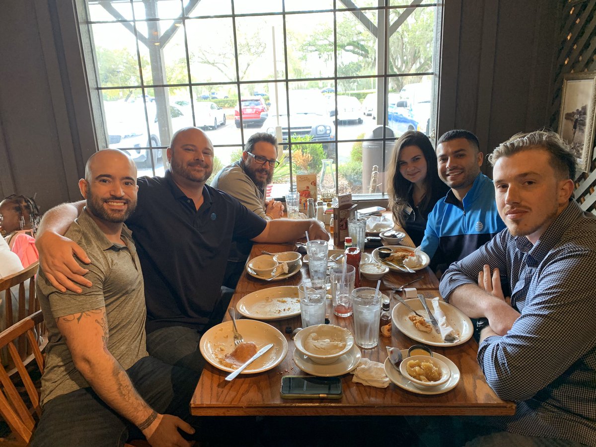 Morning Team Huddle at breakfast. Coming up with a game plan to kick off the March Launch of AT&amp;T TV! <a href="/MilagrosMontout/">Milagros Montoute</a> @CmancusiWFL