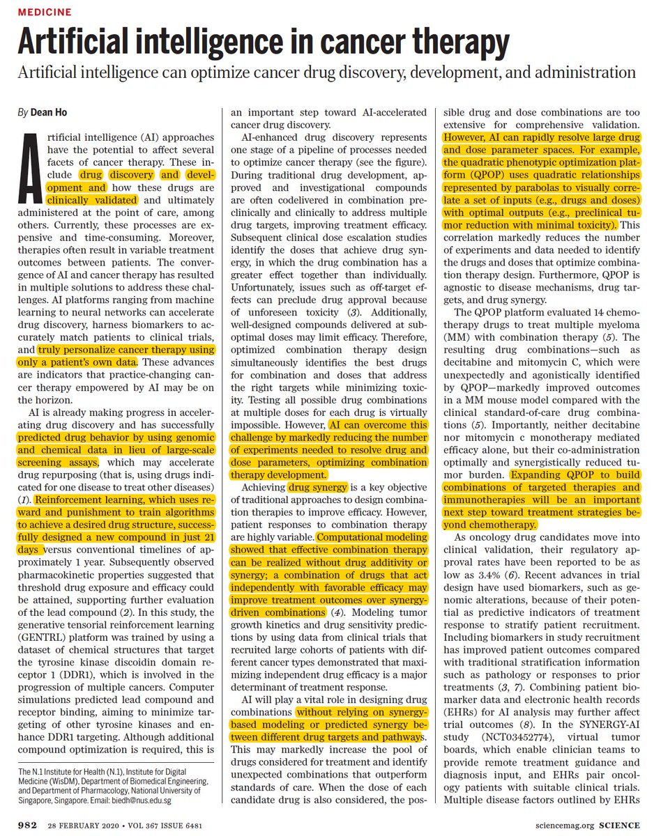EricTopol's tweet image. The role of #AI for #cancer: a succinct, upbeat review of the potential salutary impact @ScienceMagazine by @thedeanh @TheN1Institute w/ @ScienceVisuals science.sciencemag.org/content/367/64…