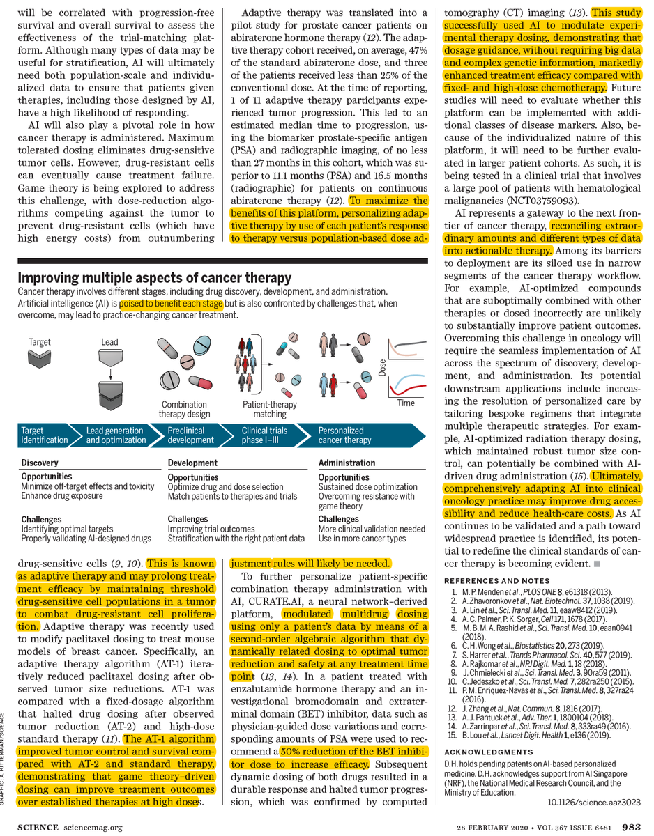 The role of #AI for #cancer: a succinct, upbeat review of the potential salutary impact <a href="/ScienceMagazine/">Science Magazine</a> by <a href="/thedeanh/">Dean Ho</a> <a href="/TheN1Institute/">The N.1 Institute for Health (N.1)</a> w/ <a href="/ScienceVisuals/">Science Visuals</a> science.sciencemag.org/content/367/64…