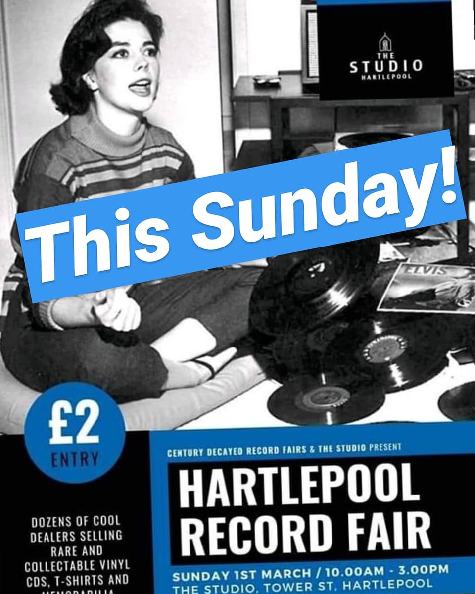 TheStudioHpool's tweet image. This Sunday, Hartlepool Record Fair is back in association with @centurydecayed from 10am ~ 3pm. Only £2 Entry. Plenty of great #Vinyl to be had from ace dealers from all over the North.