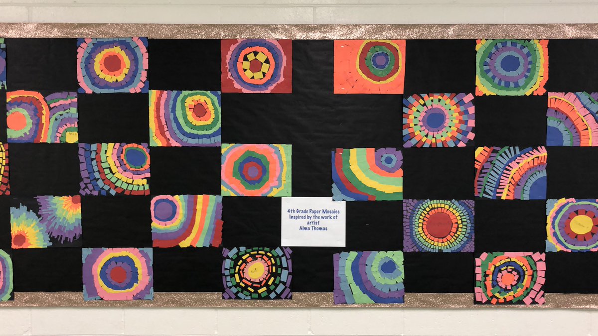 bradieparrish's tweet photo. @msgembarasclass @LiaMarvu 4th grade mosaics inspired by Alma Thomas @D59Ridge https://t.co/Dq5VmQX3dU