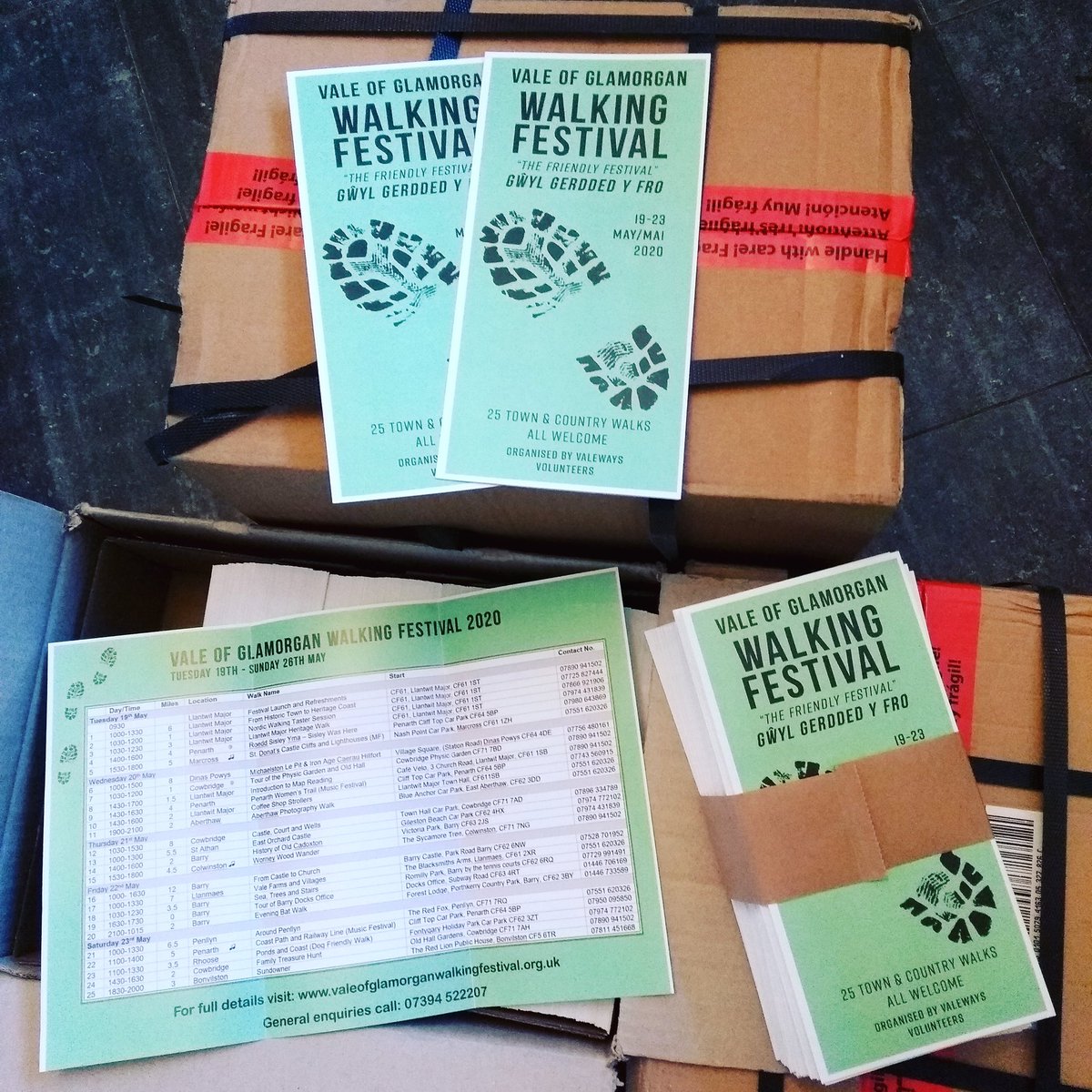 vogwalkfest2020's tweet photo. These have been in transit all week but have eventually have arrived. This year's programme!
@visitthevale 
@itvcoastcountry 
@Valeways @DerekTheWeather 
@ruthwignall 
@RamblersCymru 
@ValeRamblers 
@countryfile
#cardifframblers
#malsmarauders
#bridgendramblers https://t.co/1xgCbLCaxa