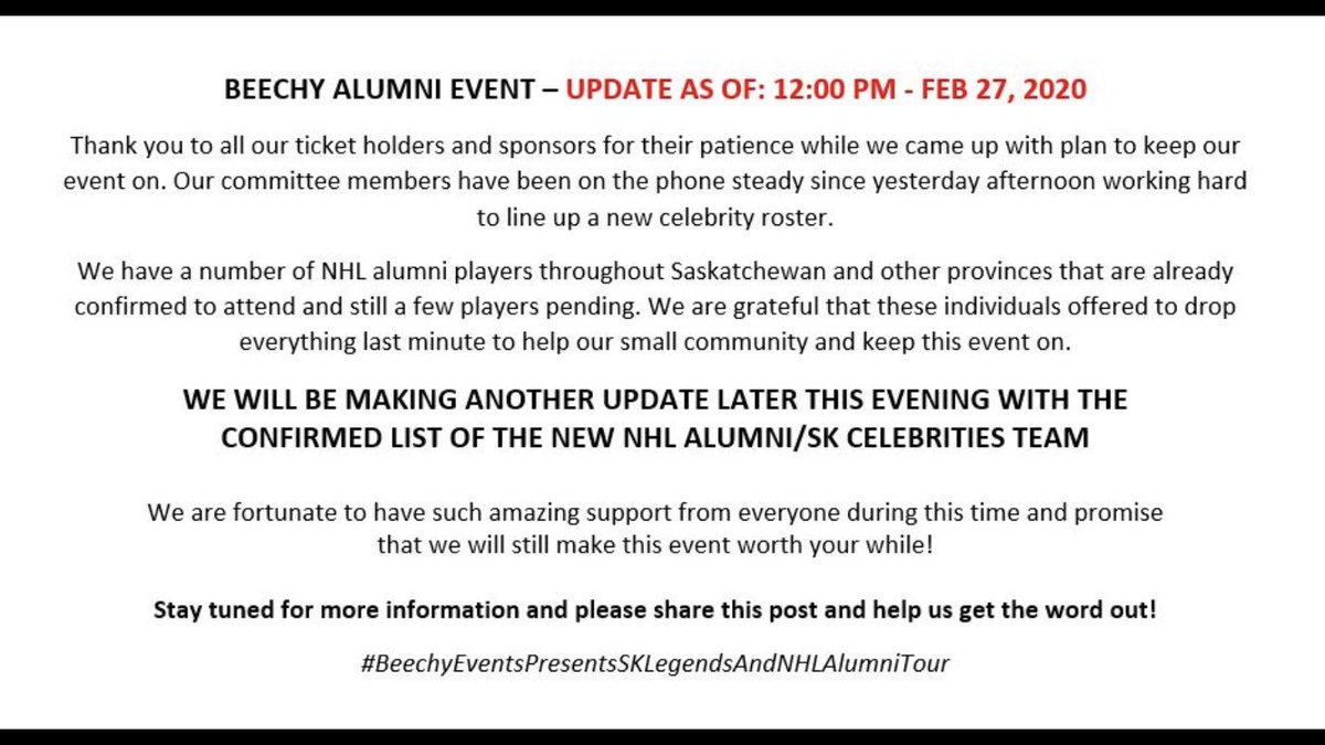 🚨UPDATE🚨 We are still on!