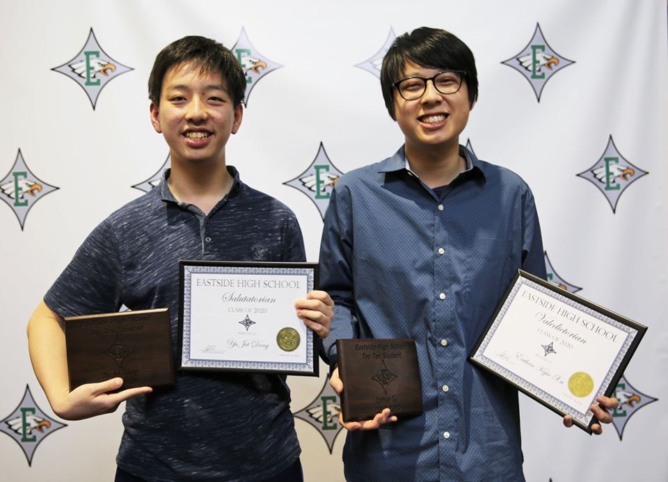 EATHAN XU is the Valedictorian for the EHS Class of 2020!
JET DONG is the Salutatorian for the EHS Class of 2020!
#EastsideGraduatesEXCELLENCE