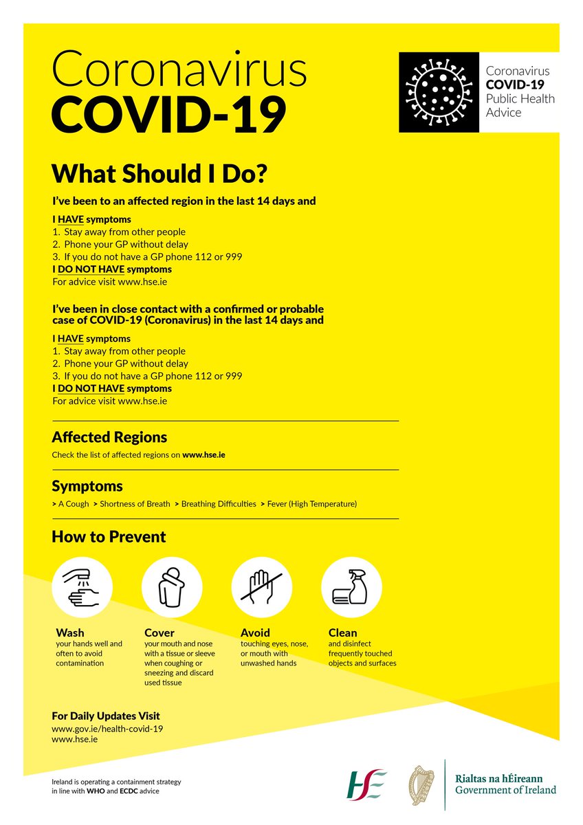 We are following all public health advice in relation to Coronavirus/COVID-19. Health advice is that screening is not required at Irish airports at this time &amp; that <a href="/WHO/">World Health Organization (WHO)</a> does not recommend screening. ow.ly/s5xp50yxedw #Coronavirus #COVID19