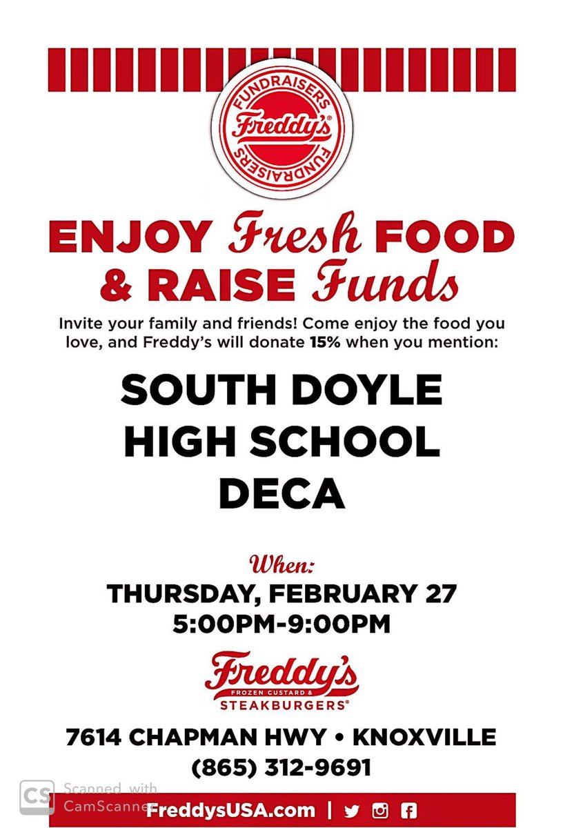 One Tribe Cafe (@sdhsmarketing) on Twitter photo Donโt forget to come by Freddyโs tonight and support South Doyle High School DECA! Mention SDHS DECA and 15% of your purchase goes to South Doyle DECA! #DECA #gokees #SDHS <a href="/southdoylehs/">๐๐จ๐ฎ๐ญ๐ก-๐๐จ๐ฒ๐ฅ๐ ๐๐ข๐ ๐ก ๐๐๐ก๐จ๐จ๐ฅ</a> #CTE #SCDC Donโt forget to come by Freddyโs tonight and support South Doyle High School DECA! Mention SDHS DECA and 15% of your purchase goes to South Doyle DECA! #DECA #gokees #SDHS <a href="/southdoylehs/">๐๐จ๐ฎ๐ญ๐ก-๐๐จ๐ฒ๐ฅ๐ ๐๐ข๐ ๐ก ๐๐๐ก๐จ๐จ๐ฅ</a> #CTE #SCDC