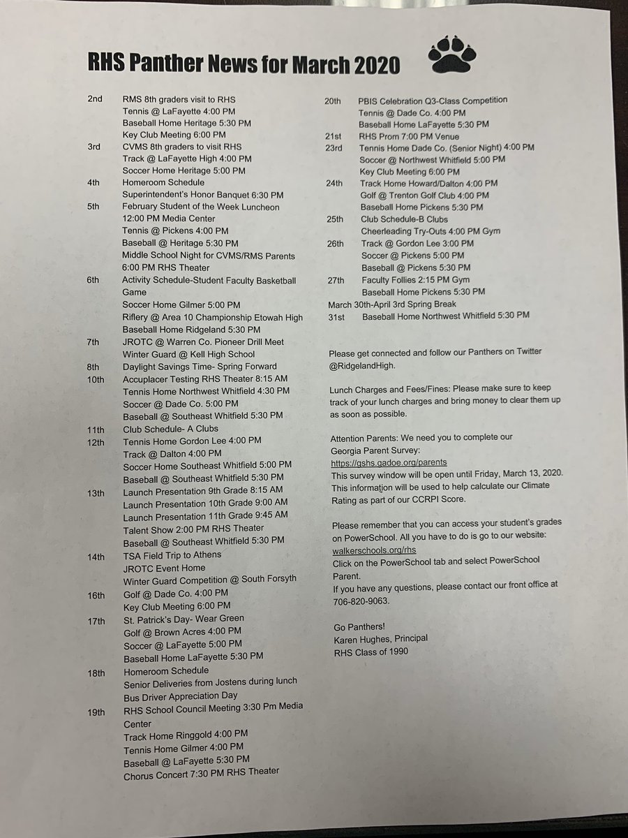 RHS March Newsletter!