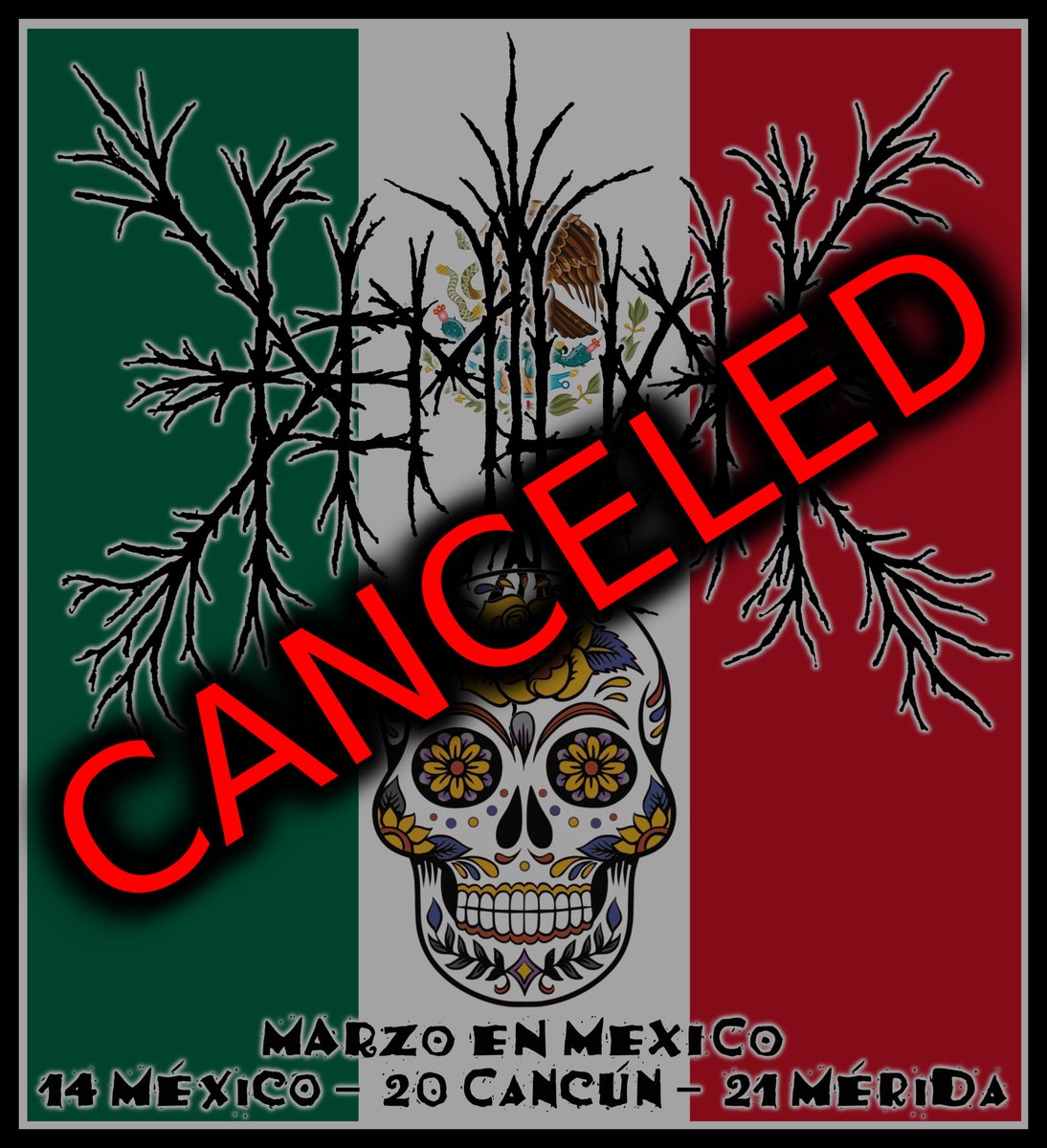 DEMILICH HAS TO CANCEL THE MEXICO TOUR

Read the full statement at demilich.band/mexico-tour-ca…

#NoDemilich #NoMexico #NoMexicoCity #NoMerida #NoCancun #NoDeathMetal #NoOSDM #NoFinnishDeathMetal #NoOSFDM #NoFinnishMusic #NoFun