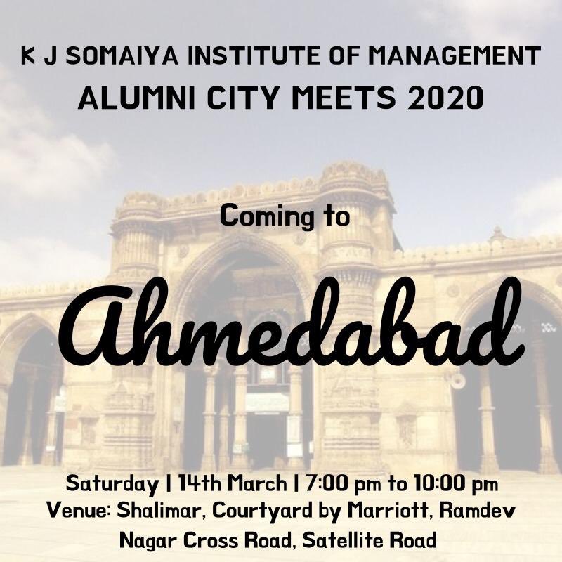 SIMSRAlumni's tweet photo. 1 Day to go for SIMSR Alumni Ahmedabad City Meet 2020!

Date: Saturday, 14/03/2020
Time: 7-10pm
Venue: Shalimar, Courtyard by Marriott, Ramdev Nagar Cross Road, Satellite Road, Ahmedabad 380015
Register here: https://t.co/FXw7eh63OK https://t.co/JP7g1OMhtX