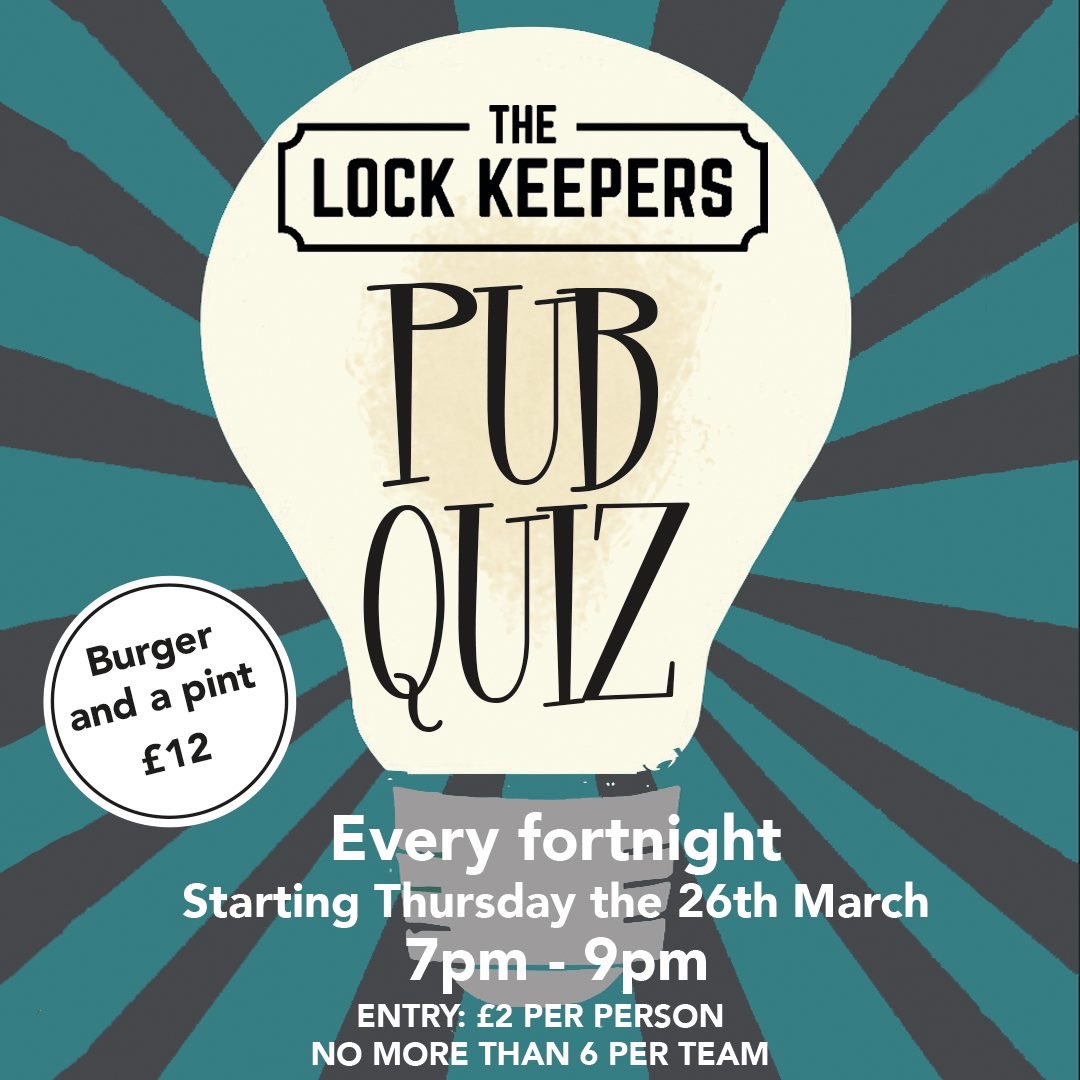 On Thursday 26th March, we’re launching our pub quiz! So quiz teams of Gloucestershire, get yourselves down to The Lockkeepers  for great food, our bespoke lager and a brilliant battle of wits 👌