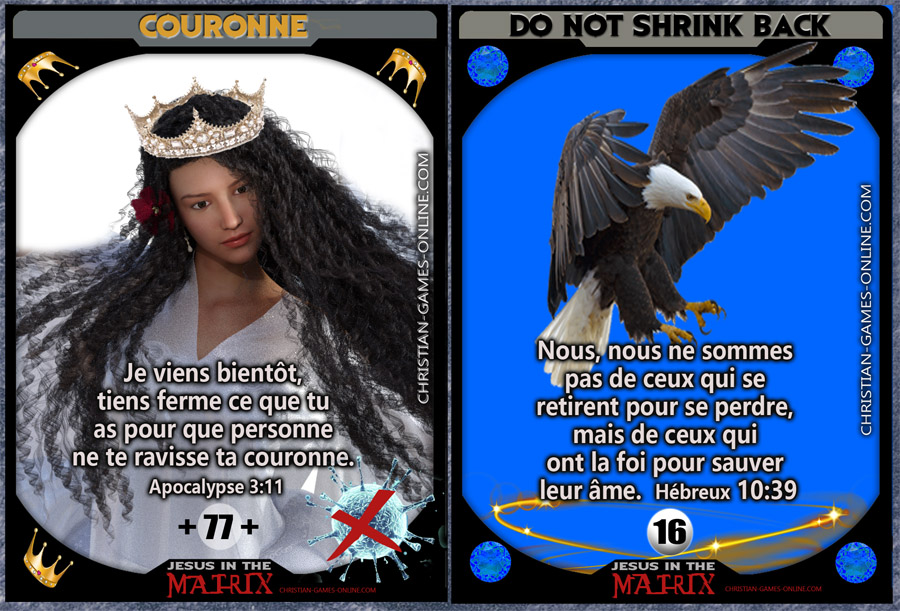 CGamesOnline's tweet photo. COURONNE
Je viens bientôt, tiens ferme ce que tu as pour que personne 
ne te ravisse ta couronne. Ap. 3:11
Nous, nous ne sommes pas de ceux qui se retirent pour se perdre, mais de ceux qui ont la foi pour sauver leur âme.  Héb. 10:39
#SayNotoVirus #coronavirus #CoronaVirusUpdate https://t.co/sFOhwm3YZ7