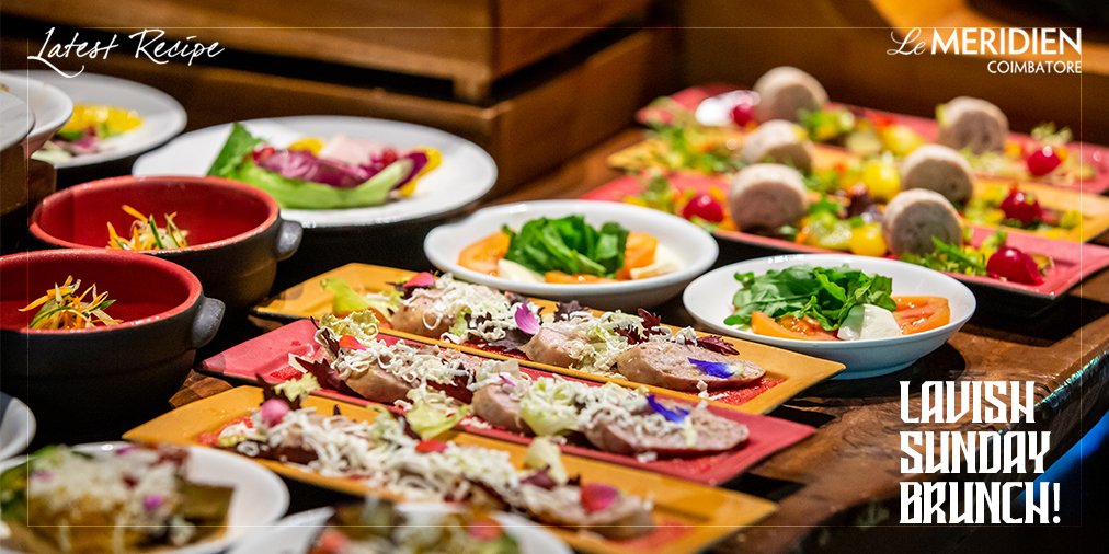 LCoimbatore's tweet photo. Leave all the regrets of the weekdays behind with a leisurely Sunday Brunch at Latest Recipe, Le Meridien, Coimbatore.
#LMC #LeMeridien #Coimbatore #LatestRecipe #SundayBrunch #Brunch #Buffet #Weekend #Food #Fooodies #Tasty #Yummy https://t.co/btxoyJVHDa