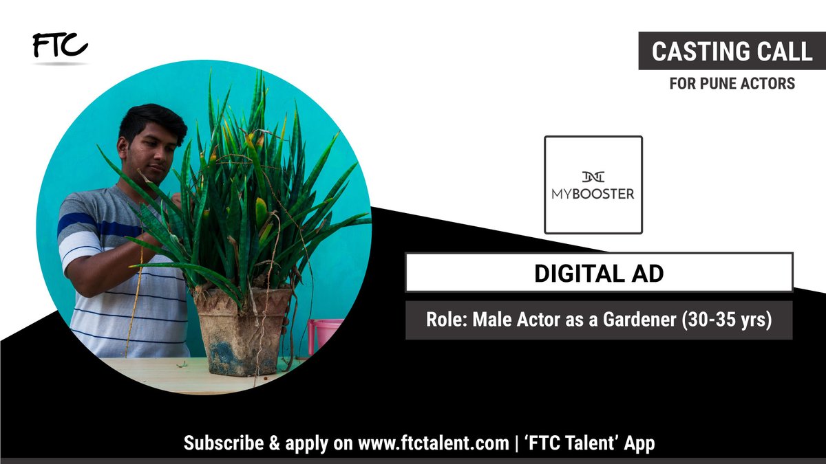 FTCTalent's tweet photo. We are seeking for a #MaleActor with innocent looks within the age of 40 - 45 years to play the role of a #Gardener for an #UpcomingDigitalAD.

Web: https://t.co/C2tbHRJtXz
App: FTC Talent

#PuneActor #PuneActors #Pune #FTCTalent #FTCCasting #CastingCall #Garden #GardenerRole https://t.co/QbUMVBBJYV