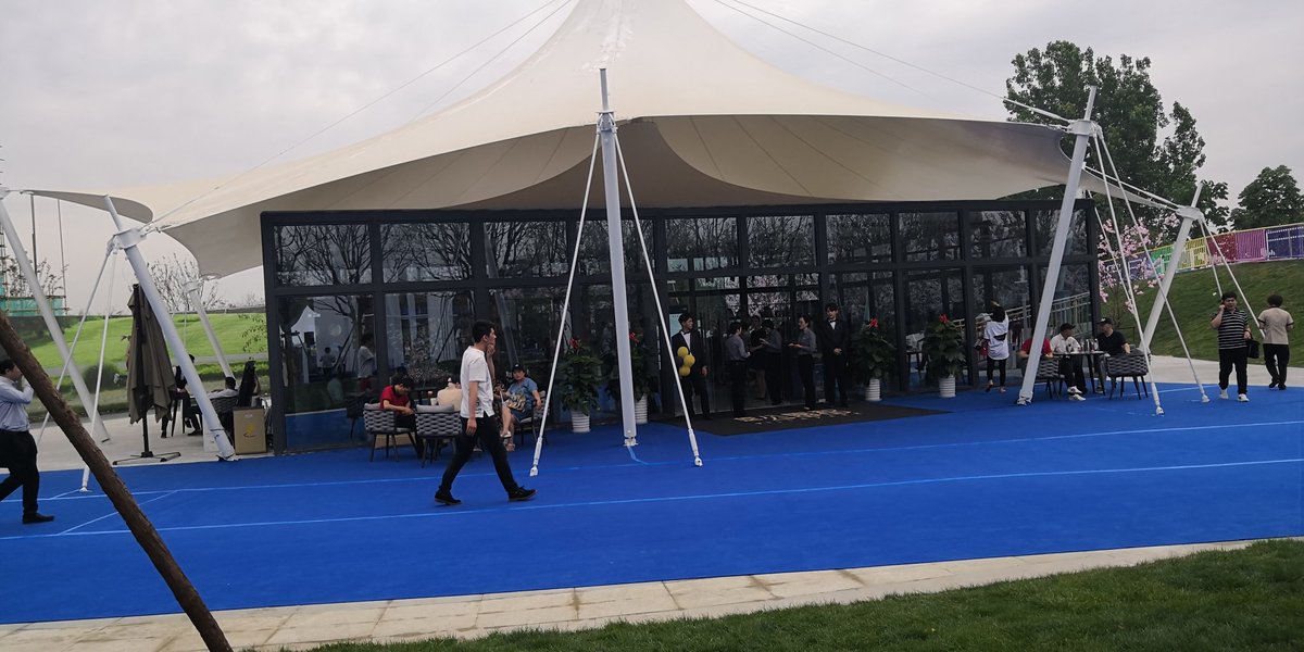 Sales offices tension membrane structure, tensile membrane structure sales center