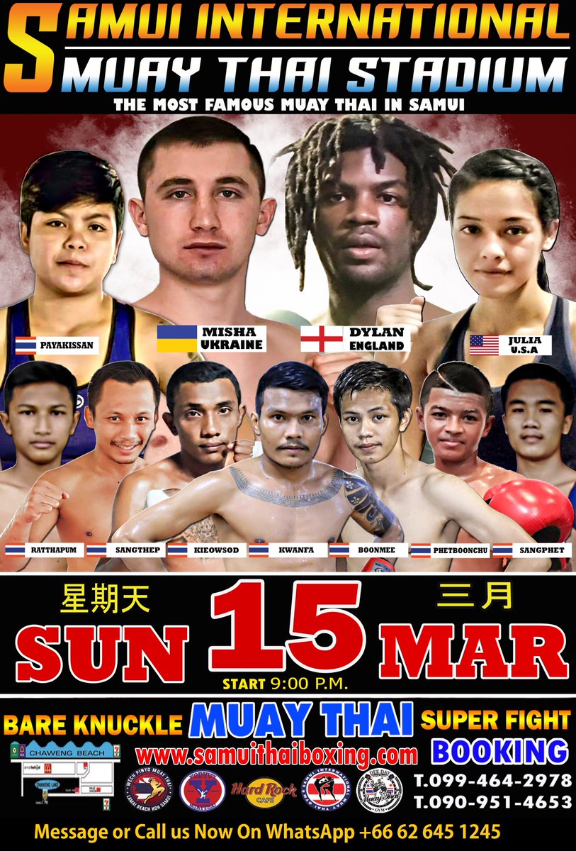 samuiboxing's tweet photo. Sunday 15th, March 2020

Free call on Whats App +66 62 645 1245

Get your tickets here
https://t.co/fYCd05Qg0j

The stadium will be bouncing the atmosphere electric can you afford to miss this action.

#samuimuaythai
#samuiboxing
#muaythaistadiums
@SIMTSboxoffice https://t.co/sQ0zVgZCYm