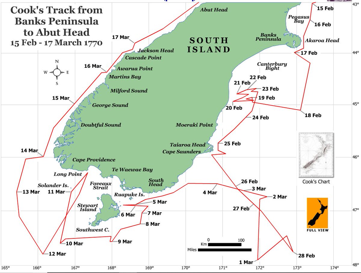  #Banks250 is about to be pissed off that Cook won't sail into any of the fjords. Seems they have a little tiff about it. Cook later explained that while he could easily sail in ahead of the prevailing westerly, he might have to wait a month for an easterly to get out again.