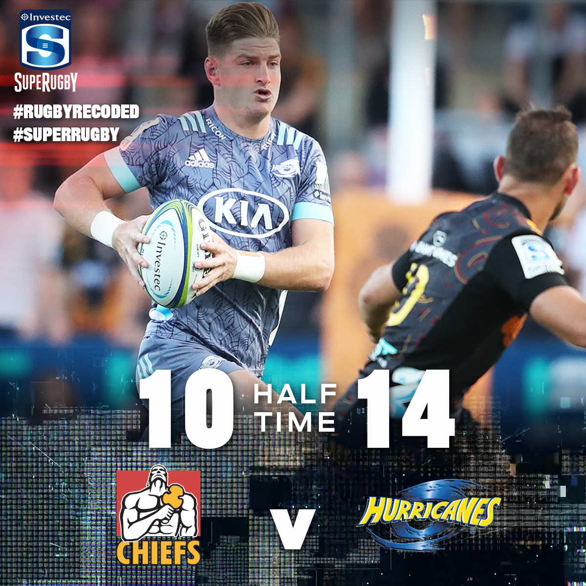 SuperRugbyNZ's tweet photo. It's a tight one in the Tron!
Catch the second half live on @skysportnz.
#CHIvHUR #RugbyRecoded https://t.co/GJe9E5zzPi