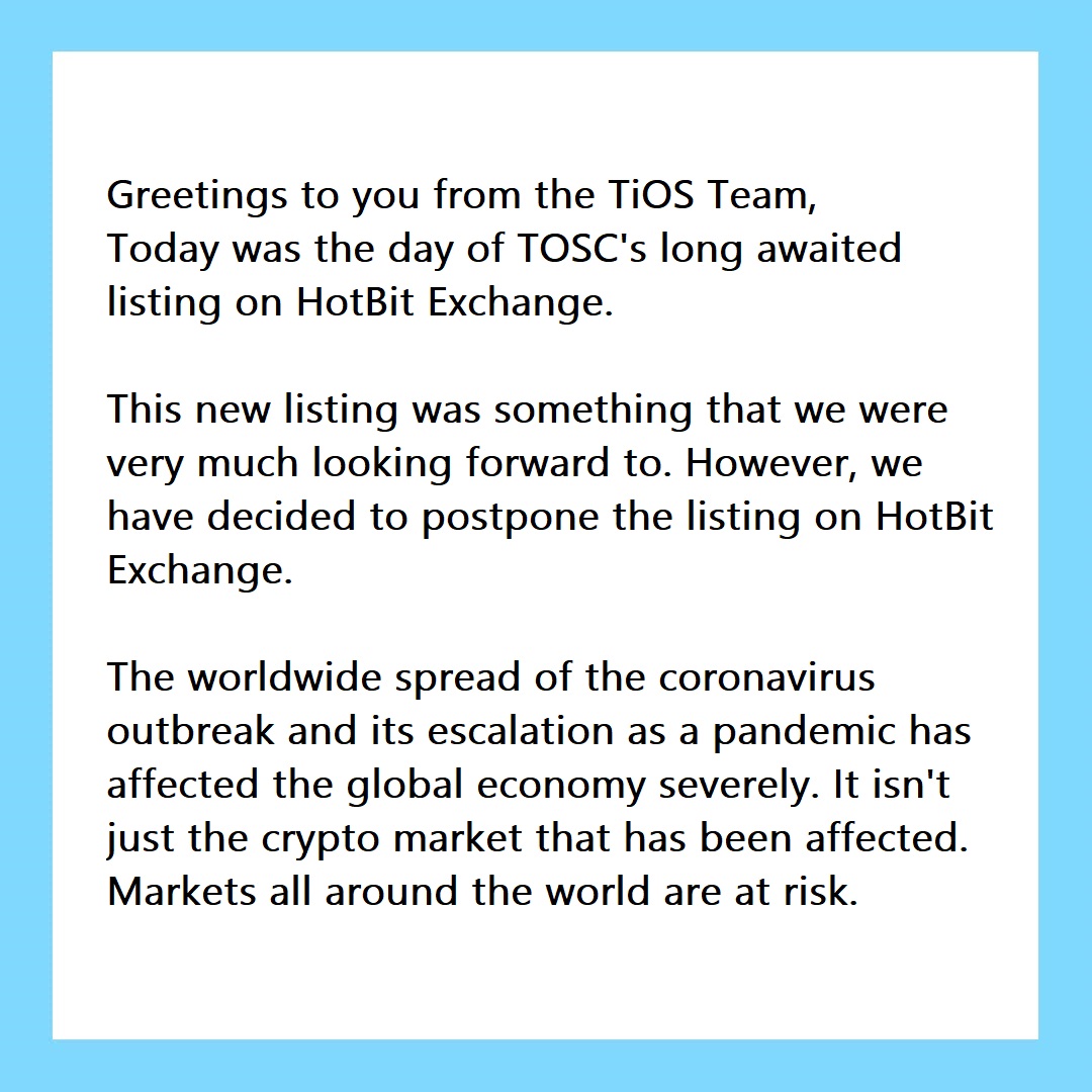 AP_First_'s tweet image. #tios #tosc #tosp #tiospay #tosblock #hybrid #blockchain #paymentsystem #multiplatform #listing #delay #hotbit #exchange #postponement