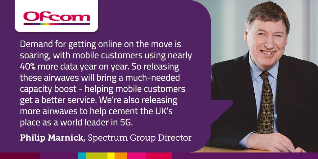 Ofcom's tweet photo. Today we’ve finalised how we will release new airwaves to boost mobile services and help 5G to take off in the UK. 

More detail on bringing you better mobile, wherever you are: https://t.co/d3TpyHXVkX https://t.co/pIu8hjWsPM