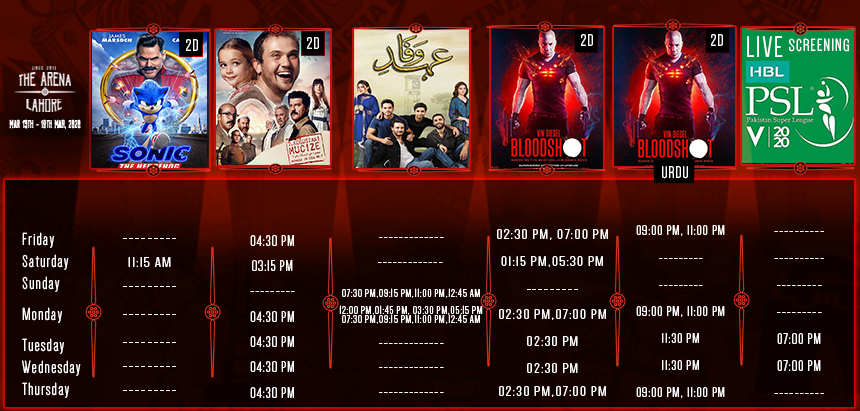 arena_cinema's tweet photo. The Arena Cinemas Showtimes | 13th Mar - 19th Mar 2020 | Islamabad | Lahore | Karachi
#TheArenaMovement #TheArenaIslamabad #TheArenaLahore #TheArenaKarachi https://t.co/ZpUBBMjDrl