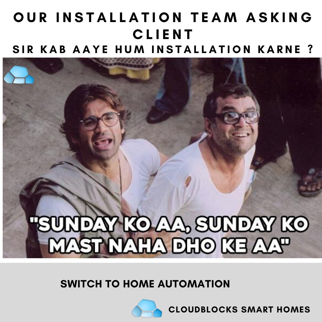 cloudblocks_cb's tweet image. Our Installation Team 😂😂😂😂

#homeautomation #homeautomationmeme #smarthomes #funnypost