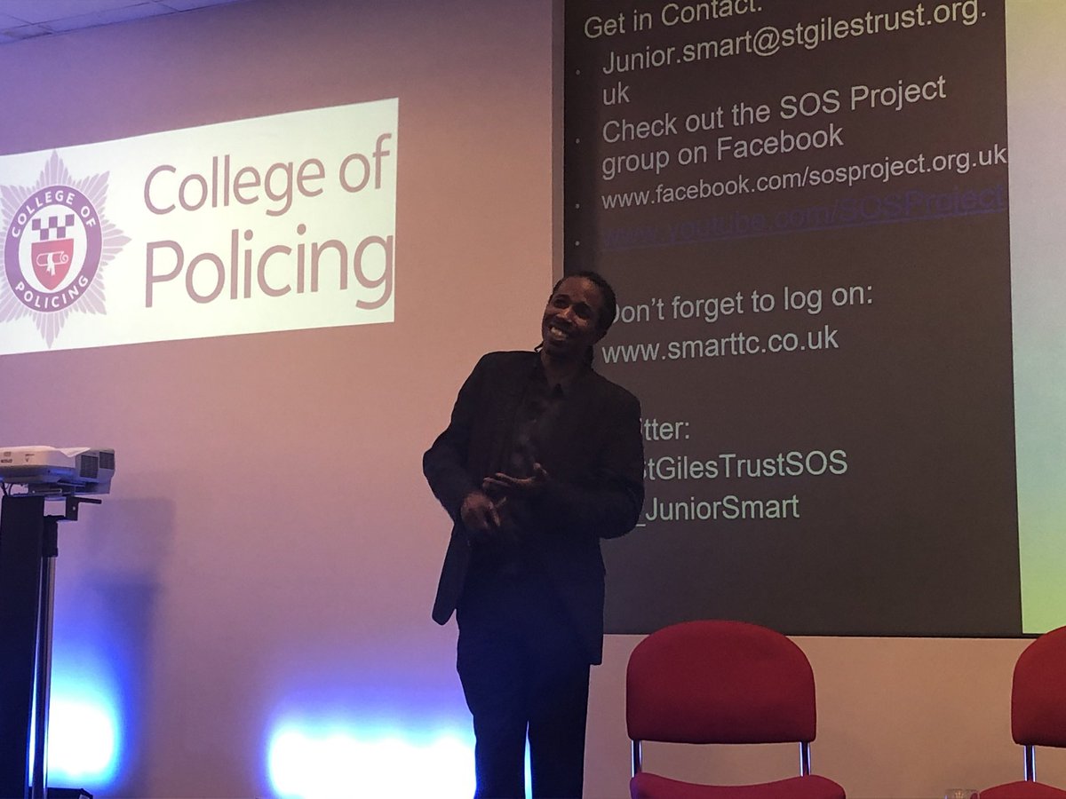 Privilege to hear from <a href="/_JuniorSmart/">Junior Smart</a> at the <a href="/CollegeofPolice/">College of Policing</a> #NewsamLecture #SCC2020 
Extraordinary &amp; humbling story of redemption &amp; rehabilitation with a life now focused on tackling violence &amp; gangs <a href="/StGilesTrustSOS/">SOS Project</a>