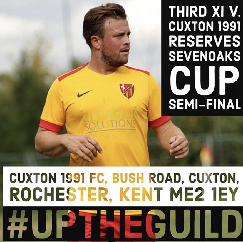 Fartboy_Tomo87's tweet photo. 🔴🟡BIG GAME TOMORROW🔴🟡

🏆 Sevenoaks Cup Semi-Final
🆚 @91Cuxton 
⚽️ KO 13:30
🏟 Cuxton 1991 FC, Bush Road, Rochester, Kent, ME2 1EY 

#UpTheGuild https://t.co/fZ2DIJjCnu