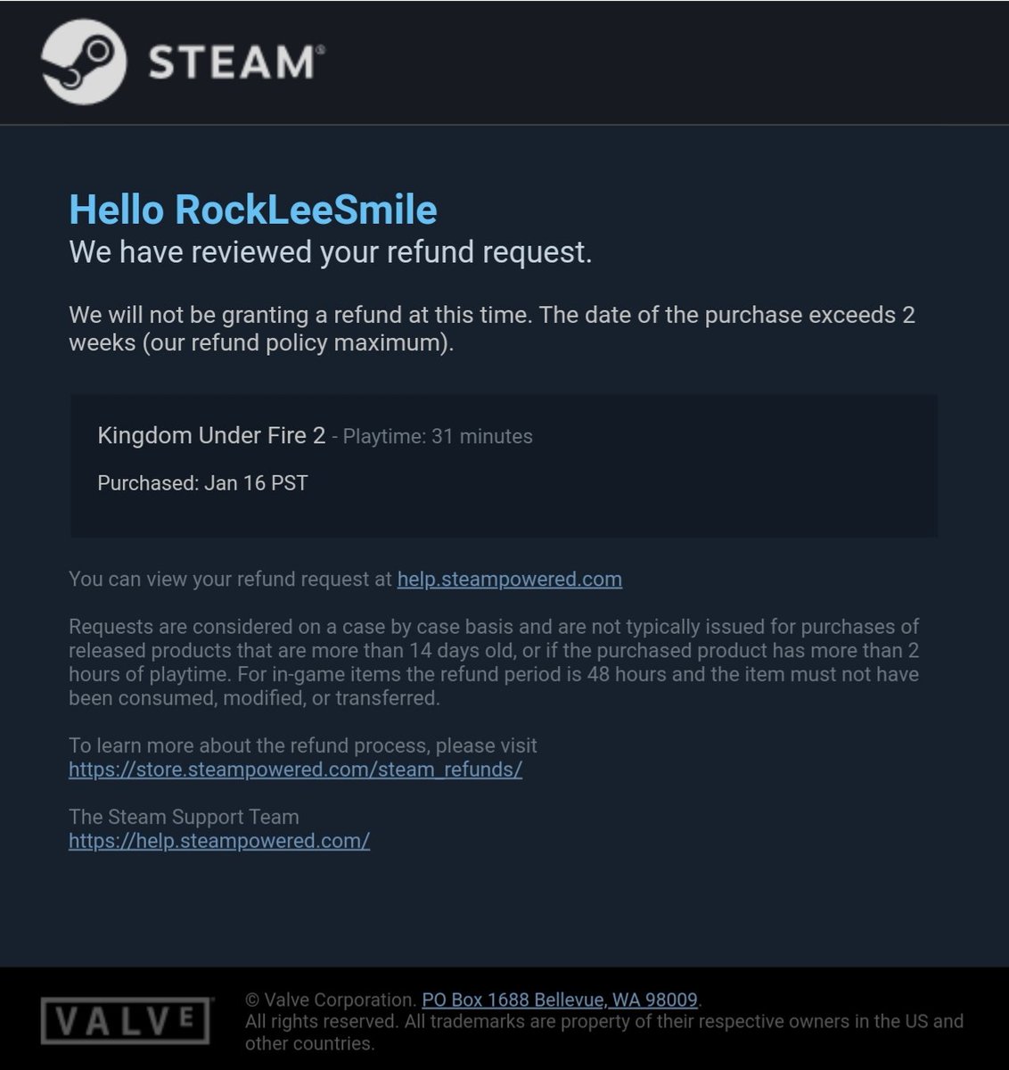 Nick Reineke on Twitter: "Yo @Steam sucks. I hadn't tried the game till today (30 min) to know runs terribly and also is not good. Why does it matter how