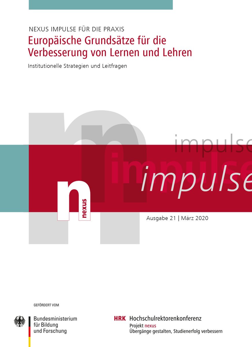 Projekt_nexus's tweet image. Hochschulehre muss sich ständig weiterentwickeln. Eine Hilfestellung dabei liefert das neue Impulsheft „Europäische Grundsätze für die Verbesserung von Lernen und Lehren“. kann kostenfrei bestellt oder heruntergeladen werden.  hrk-nexus.de/material/publi…