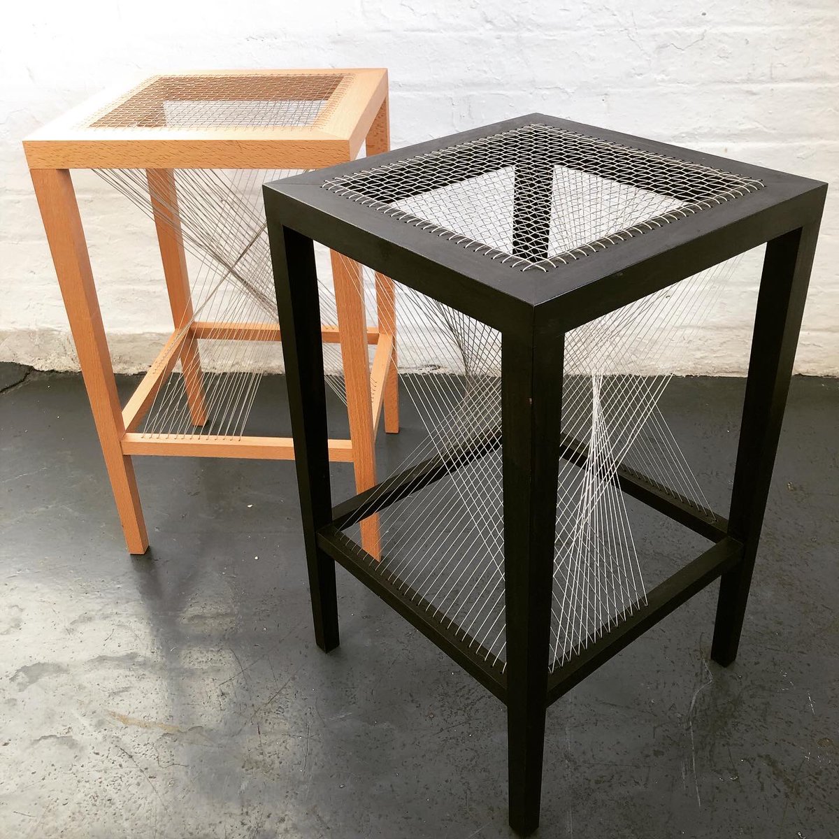 south_rachael's tweet image. Latest commission going out to their new home Symmography Stools. Each stool woven in a unique design on a Beech frame! #seatweaving #symmography #bespokecraft