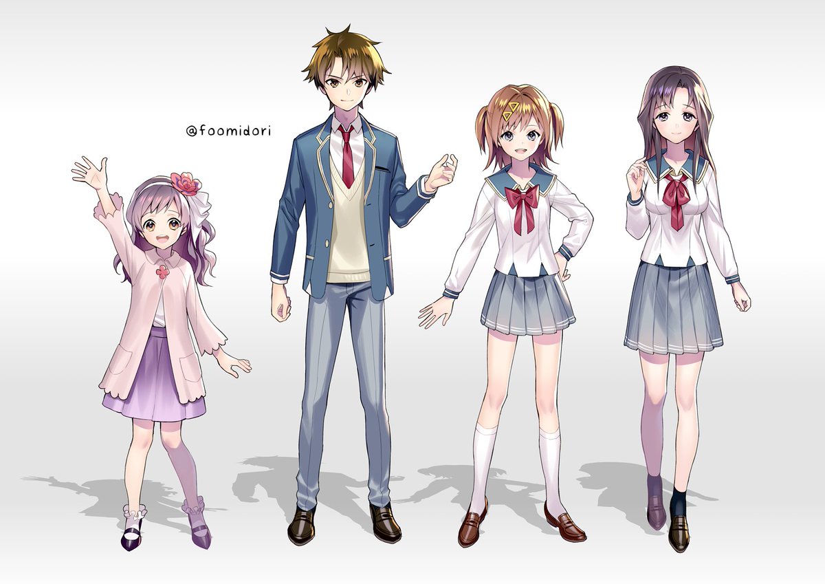 「6頭身前後学生キャラデザ 」|碧 風羽 Foo Midoriのイラスト