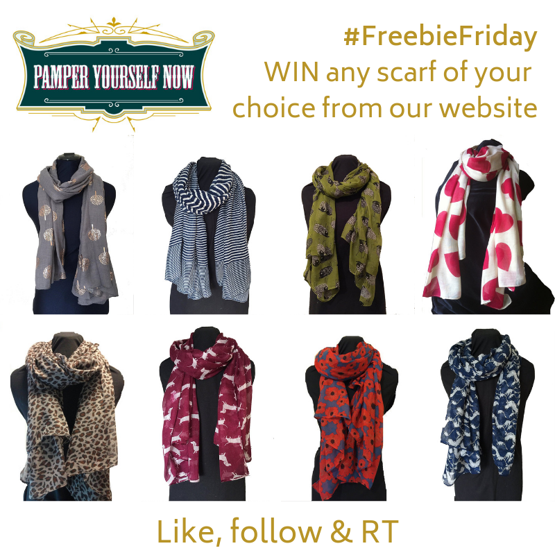 PamperTracy's tweet photo. It's #FreebieFriday time! To be in with a chance of winning any #scarf of your choosing from our website - make sure you follow me @PamperTracy , like this post &amp; RT. Ends 11.59pm (GMT) 26/03/2020 
UK only - GOOD LUCK! 
#win #prize #giveaway #fashion #accessories #womensfashion https://t.co/8I9PjfrCTP