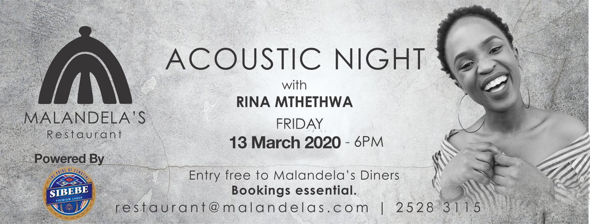 Acoustic Night at Malandela’s! Tonight, from 6pm, we will have our second Acoustic Night of the year, featuring spoken word poet Senesitiswe, local song bird Rina Mthethwa and Adbul the Guitarist. Sibebe Sunset Hour from 5pm – 6pm, buy one Sibebe draught and get one on the house